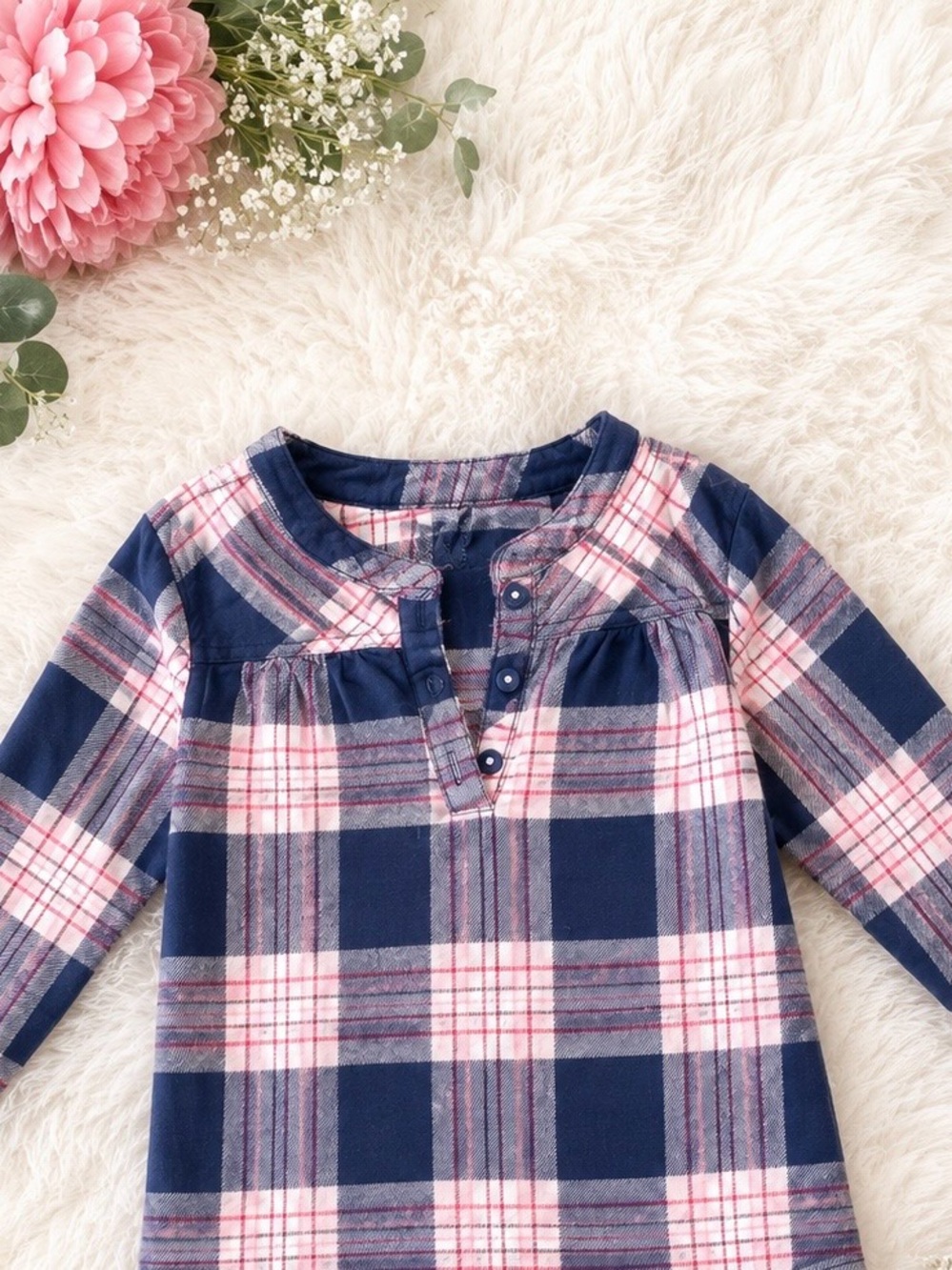 jumping beans Navy, Pink & Gray Plaid Long Sleeve Top